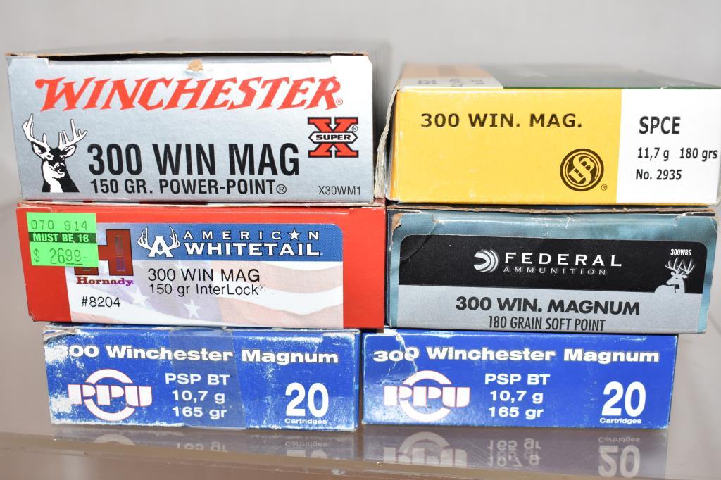 Ammo. 300 Win Mag. 6 Boxes, 120 Rds.