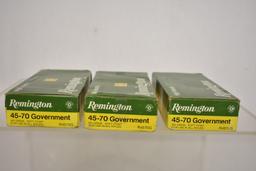Ammo. Remington 45-70 Gov. 46 Live Rd. 9 Brass