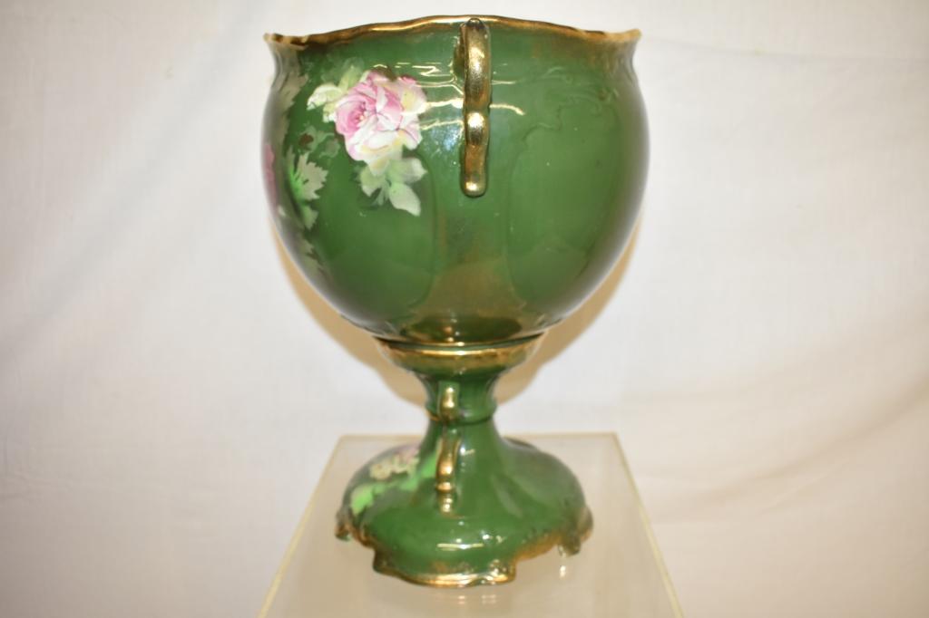 Large Porcelain Bolted Footed Urn