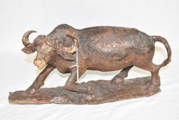 Cape Buffalo Hand Carved Wooden Statue