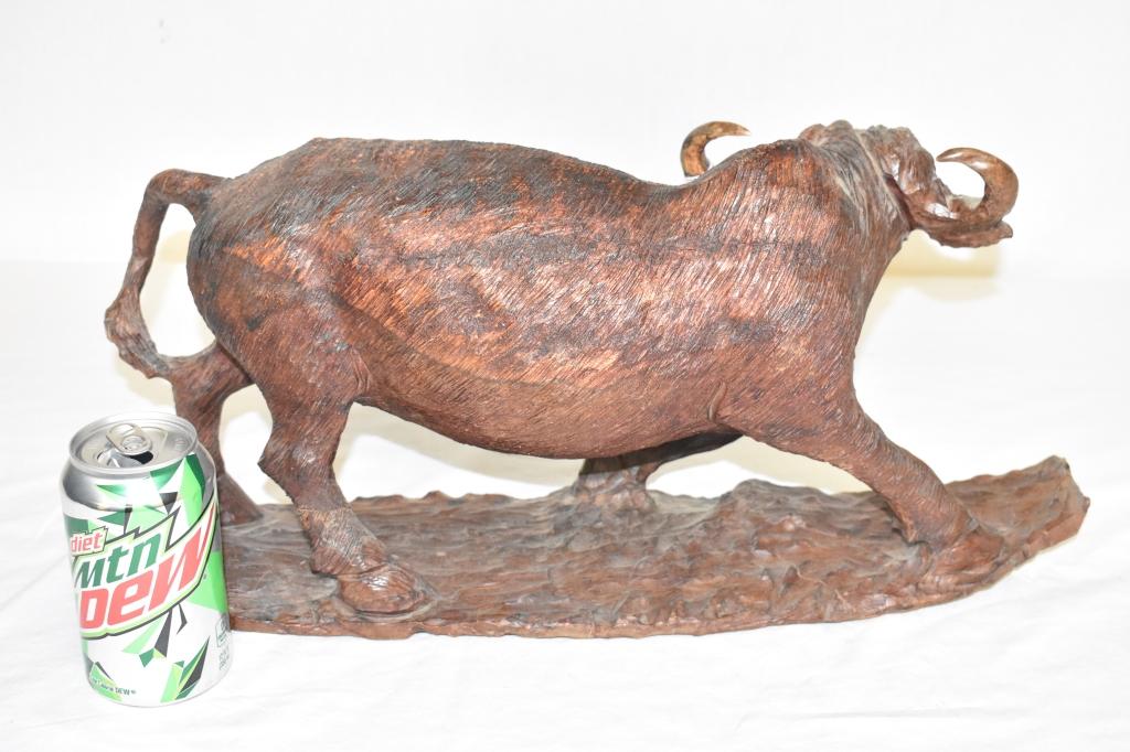 Cape Buffalo Hand Carved Wooden Statue