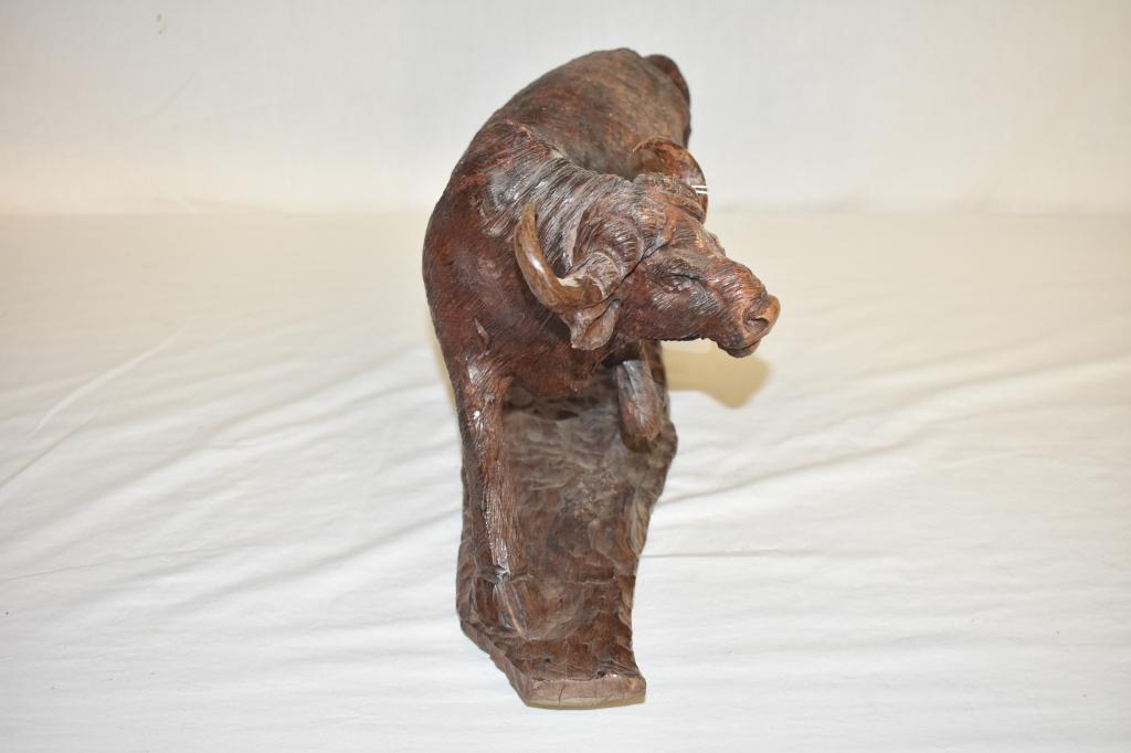 Cape Buffalo Hand Carved Wooden Statue