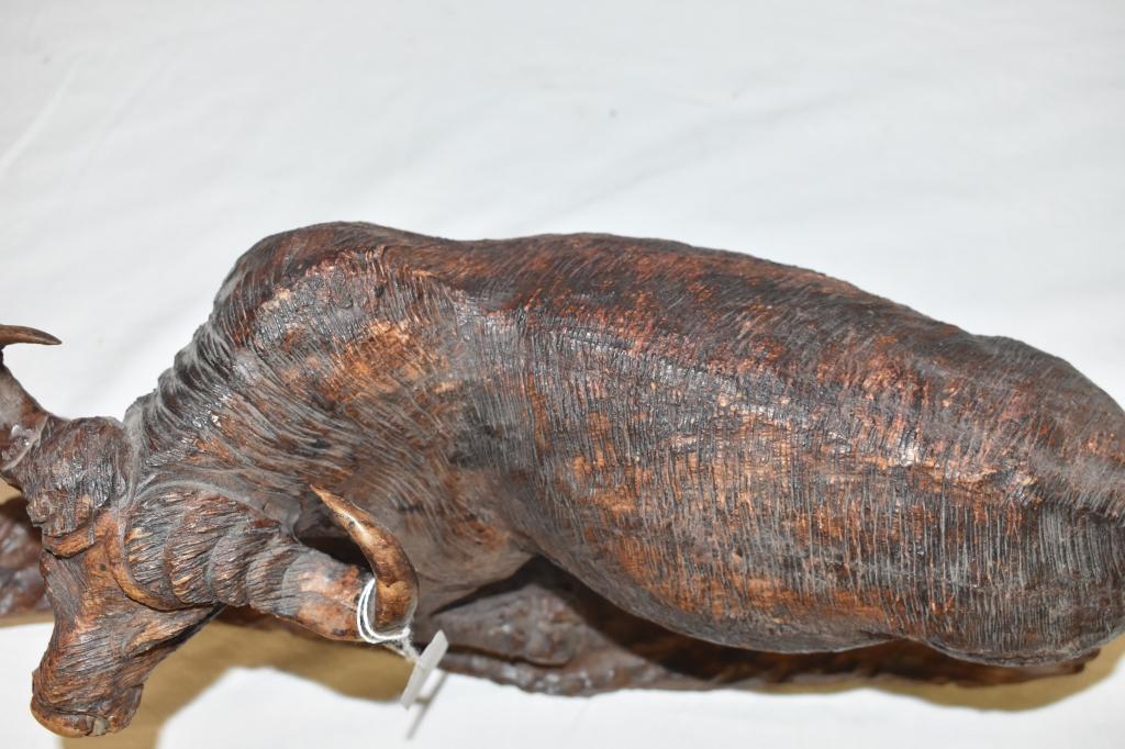 Cape Buffalo Hand Carved Wooden Statue