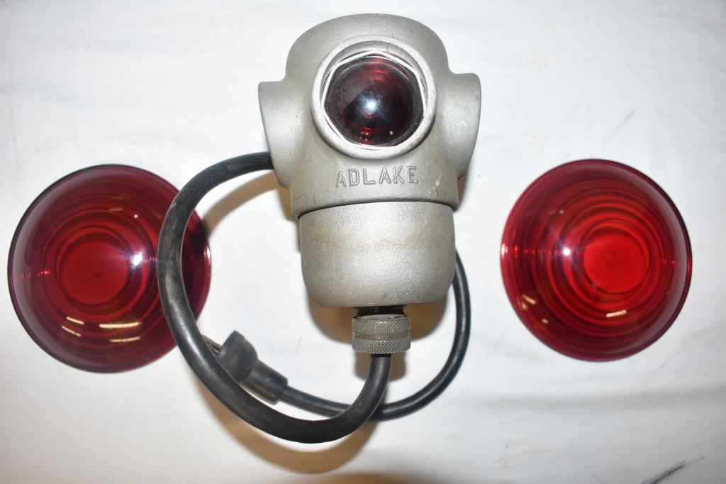 Adlake Railroad Light and 2 Kopp Glass Red Lenses