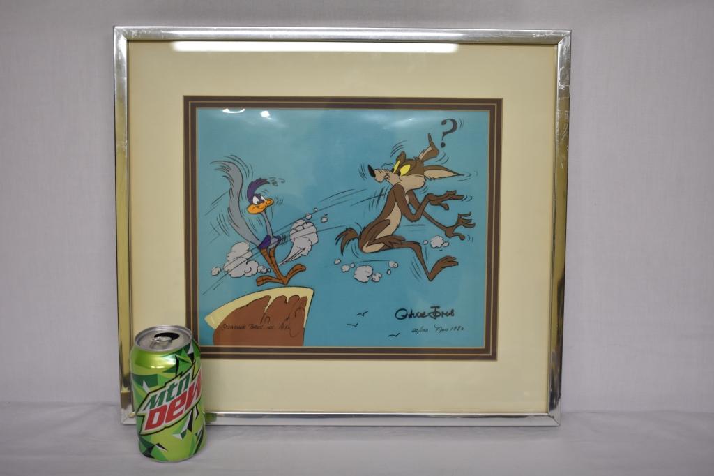 1980 Roadrunner Wilie Coyote Signed Animation Cel