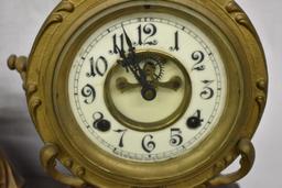 New Haven Figural Spelter Mantle Clock
