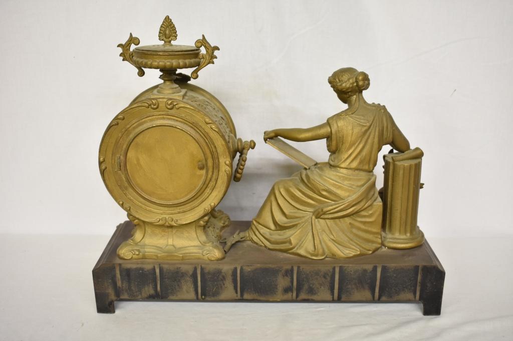 New Haven Figural Spelter Mantle Clock