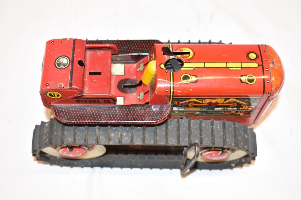 MARX Toys Diesel Tin Litho Wind Up Tractor Toy