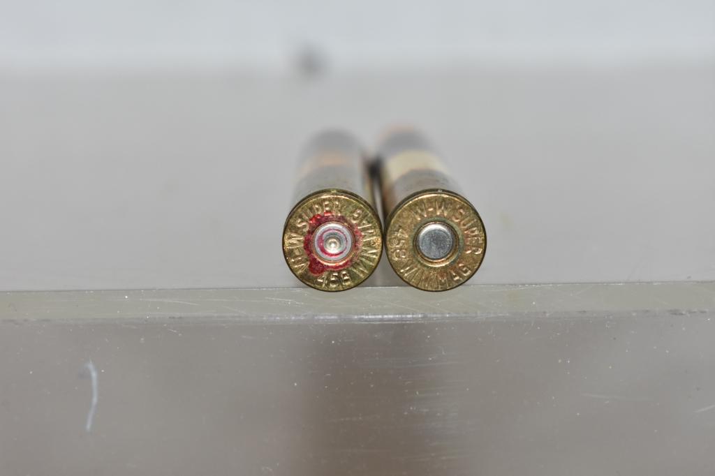 Ammo. 458 Winchester. 18 Live Rds, 2 Brass Only
