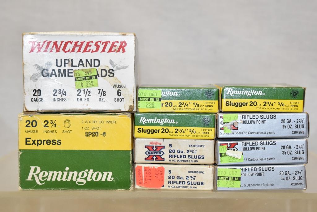 Ammo. 20 ga. 50 Rds, Slugs 40 Rds