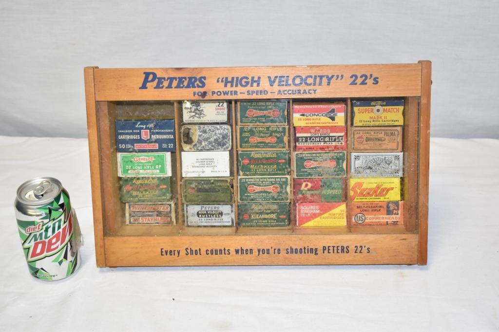 Collection of 22 Ammo & Boxes Approximately 1050 Rds , Peters Display Case