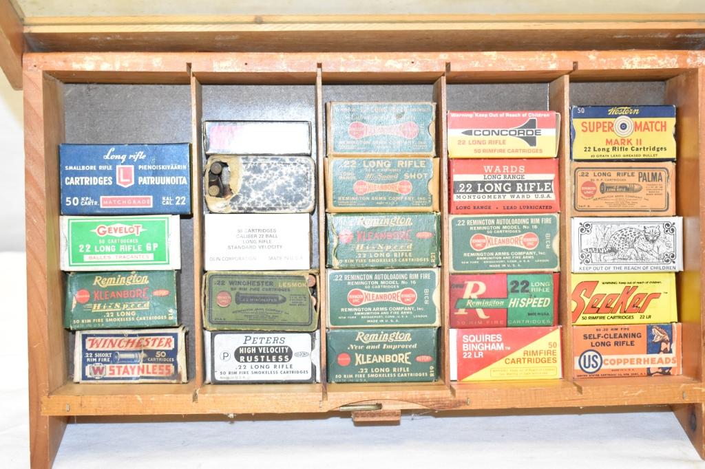 Collection of 22 Ammo & Boxes Approximately 1050 Rds , Peters Display Case