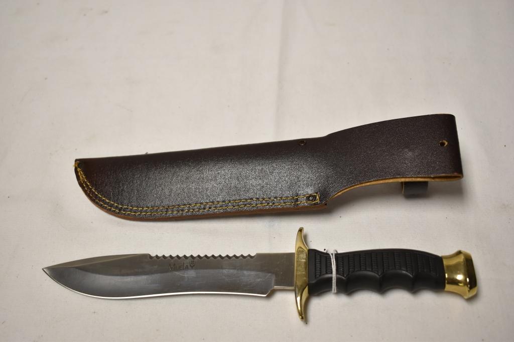 Two Large Fixed Blade Knives & Leather Sheaths