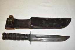Camillus Fixed Blade Knife & Leather Sheath