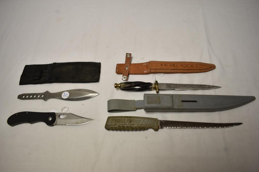 Three Fixed Blade & One Folding Blade Knives