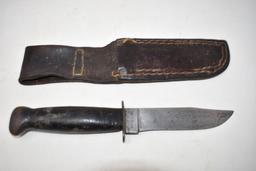 USN Fixed Blade Knife with Leather Sheath