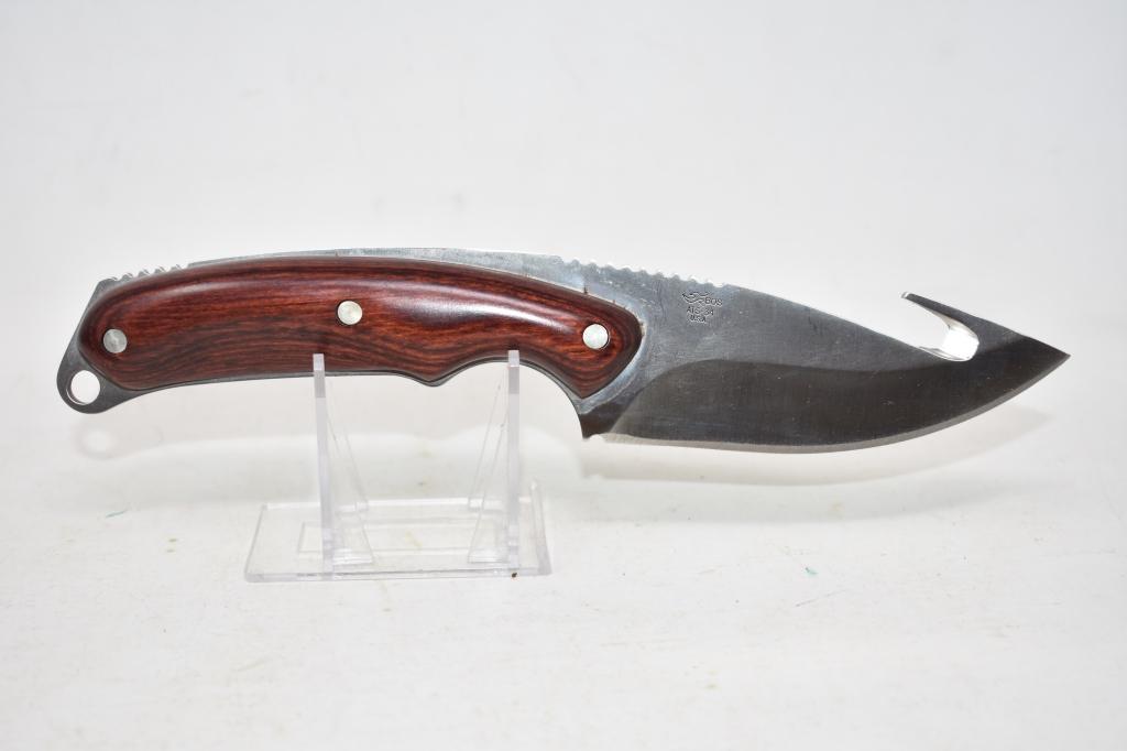 Three Fixed Blade Knives with Leather Sheaths