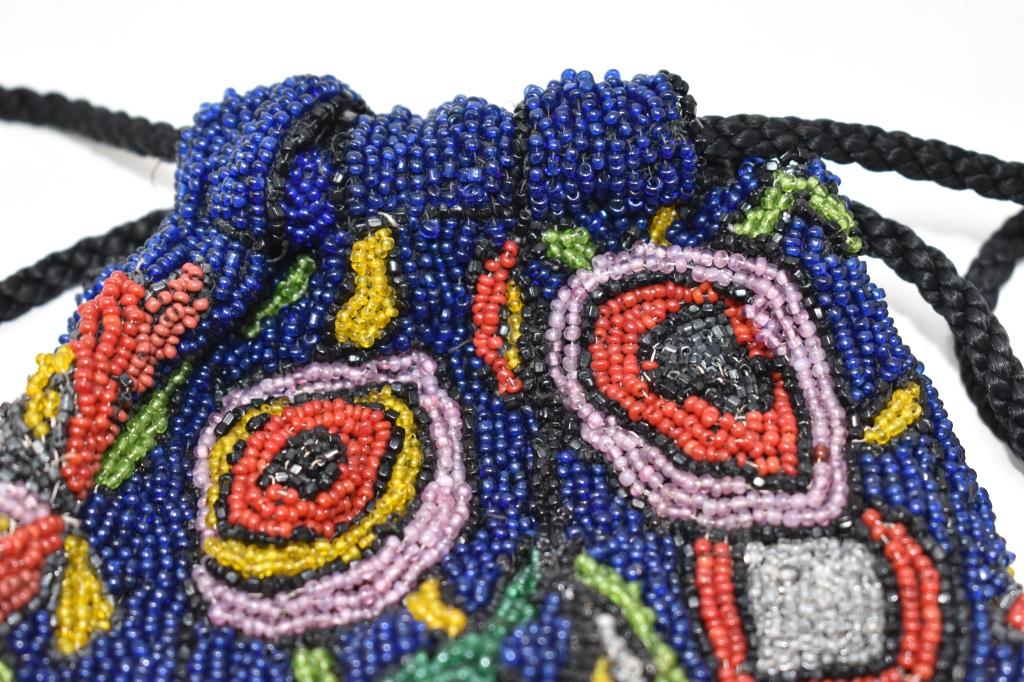 Vintage Micro Beaded Drawstring Purse