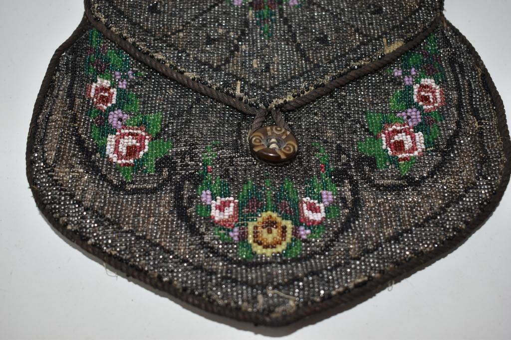 Vintage Micro Beaded Fold Over Flap Purse