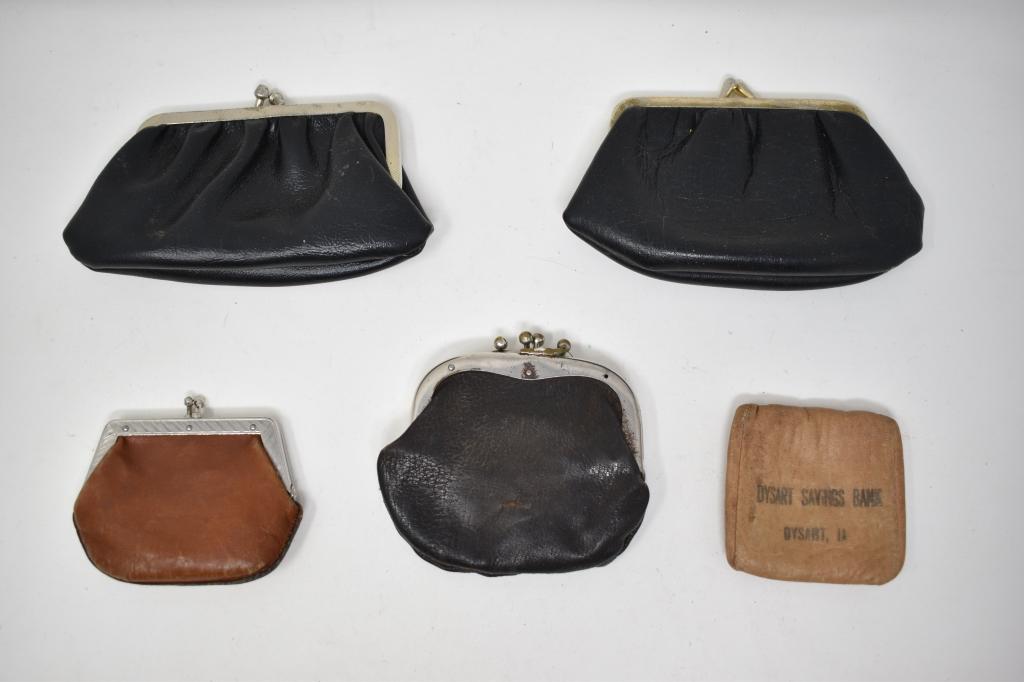 Five Vintage Leather Coin Purses