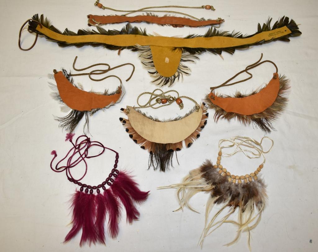 Six Vintage Feather Head Dress,Necklaces & Choker