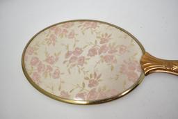 Vintage Vanity Dresser Handheld Gold Mirror