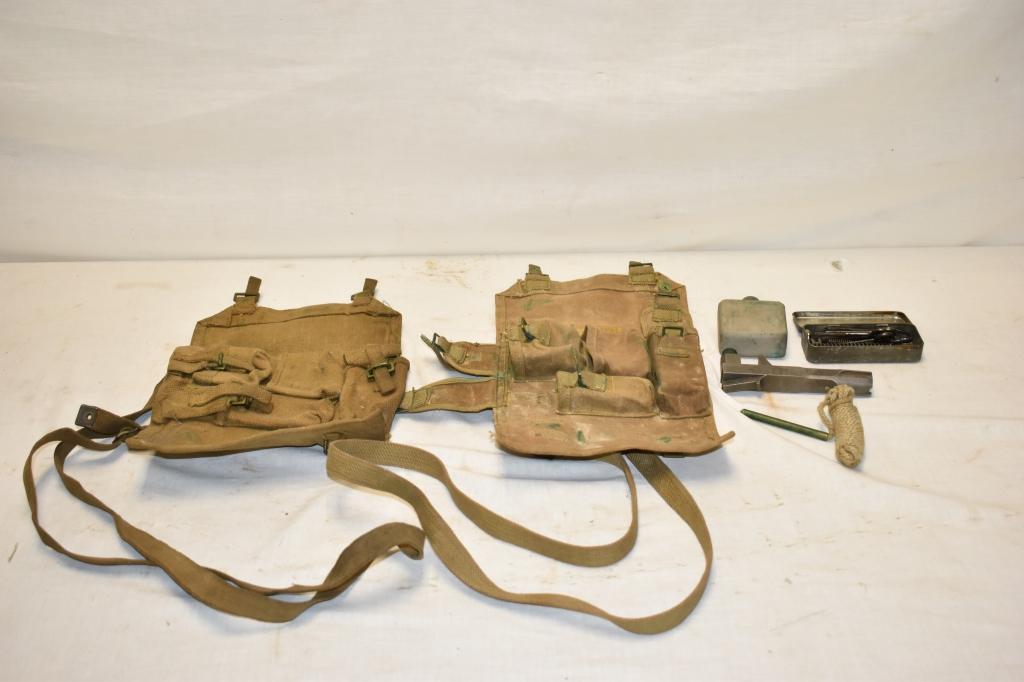 2 WWII British Bren Machine Gun Tool Pouch w/ Some Tools