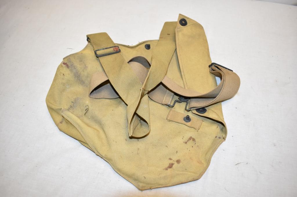 WWI Gas Mask Bag, Canister & Anti Dim Stick