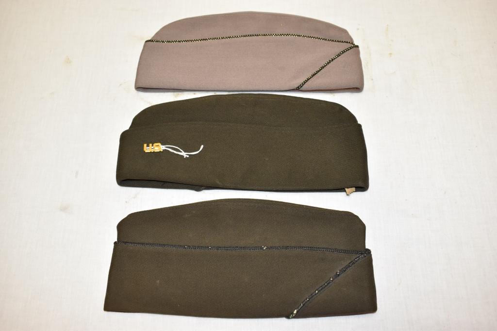 Three WWII US Military Garrison Caps