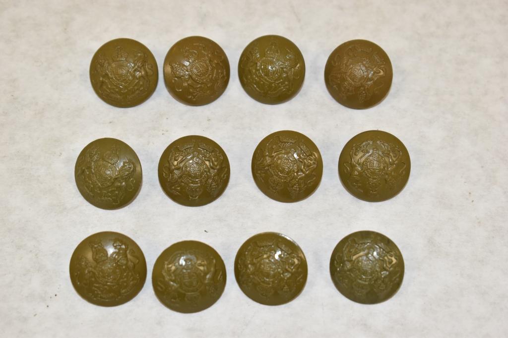 British. Twelve Military Buttons