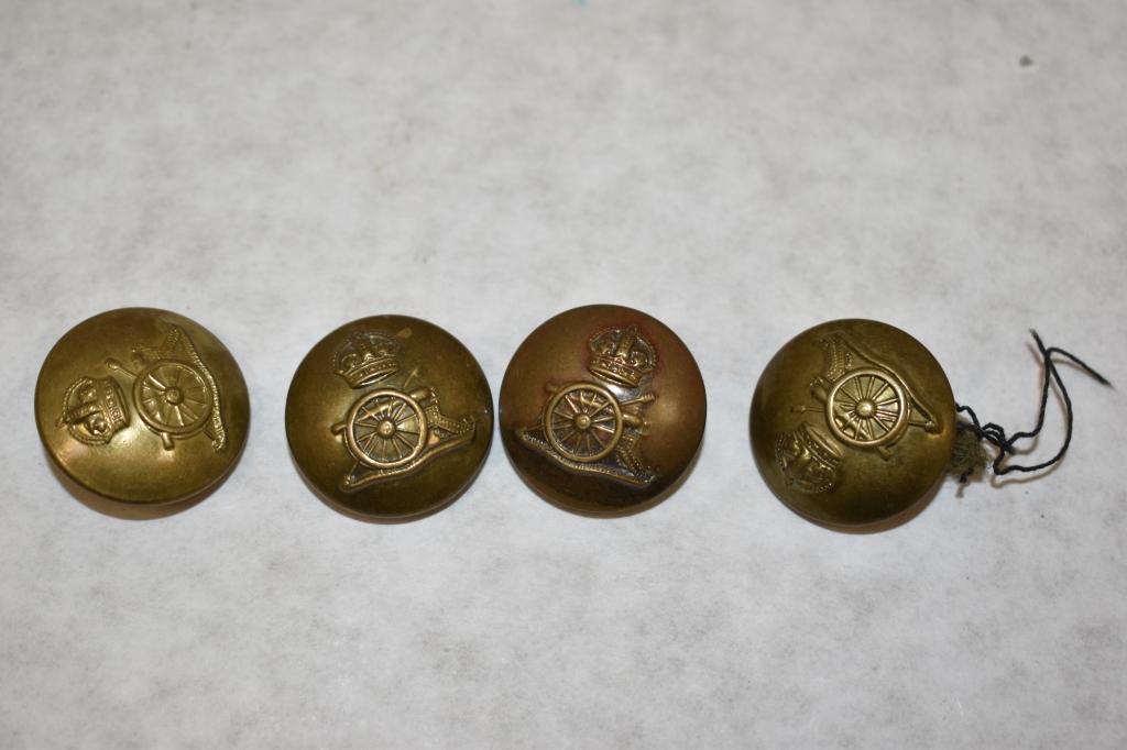 British. Nine Military Uniform Buttons