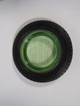 Circa 1930s Kelly Springfield Tires "Bell Says "Everybody Knows Us" tire-shaped garage ashtray.