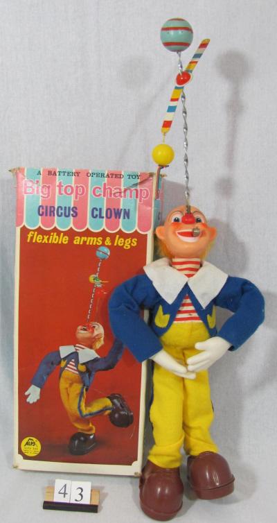 1 in lot, Big Top Champ Circus Clown, boxed Battery op (not working) made b