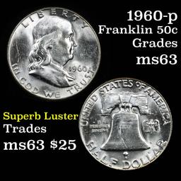 1960-p Franklin Half Dollar 50c Grades Select Unc