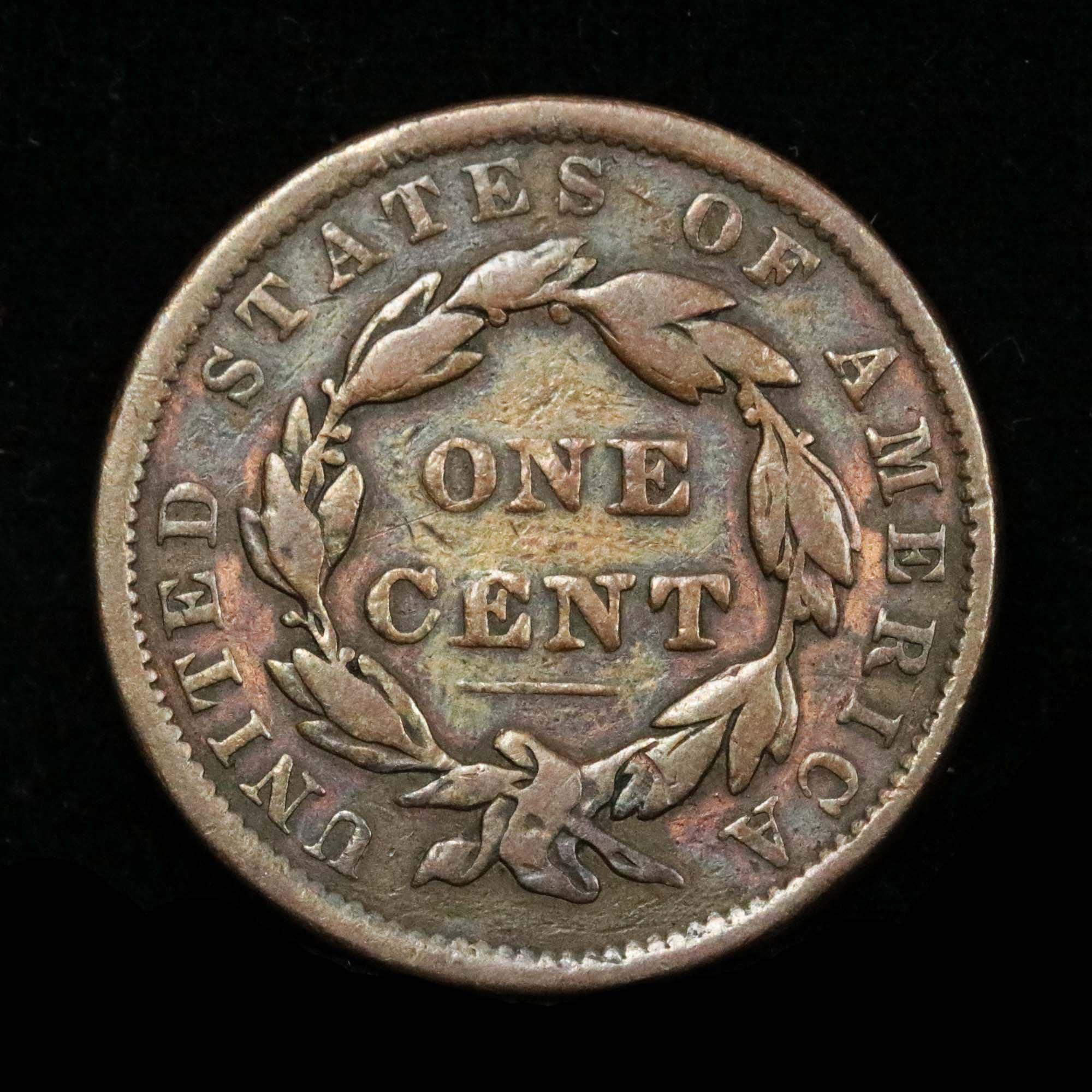 1837 Head of 1838 Coronet Head Large Cent 1c Grades vf+