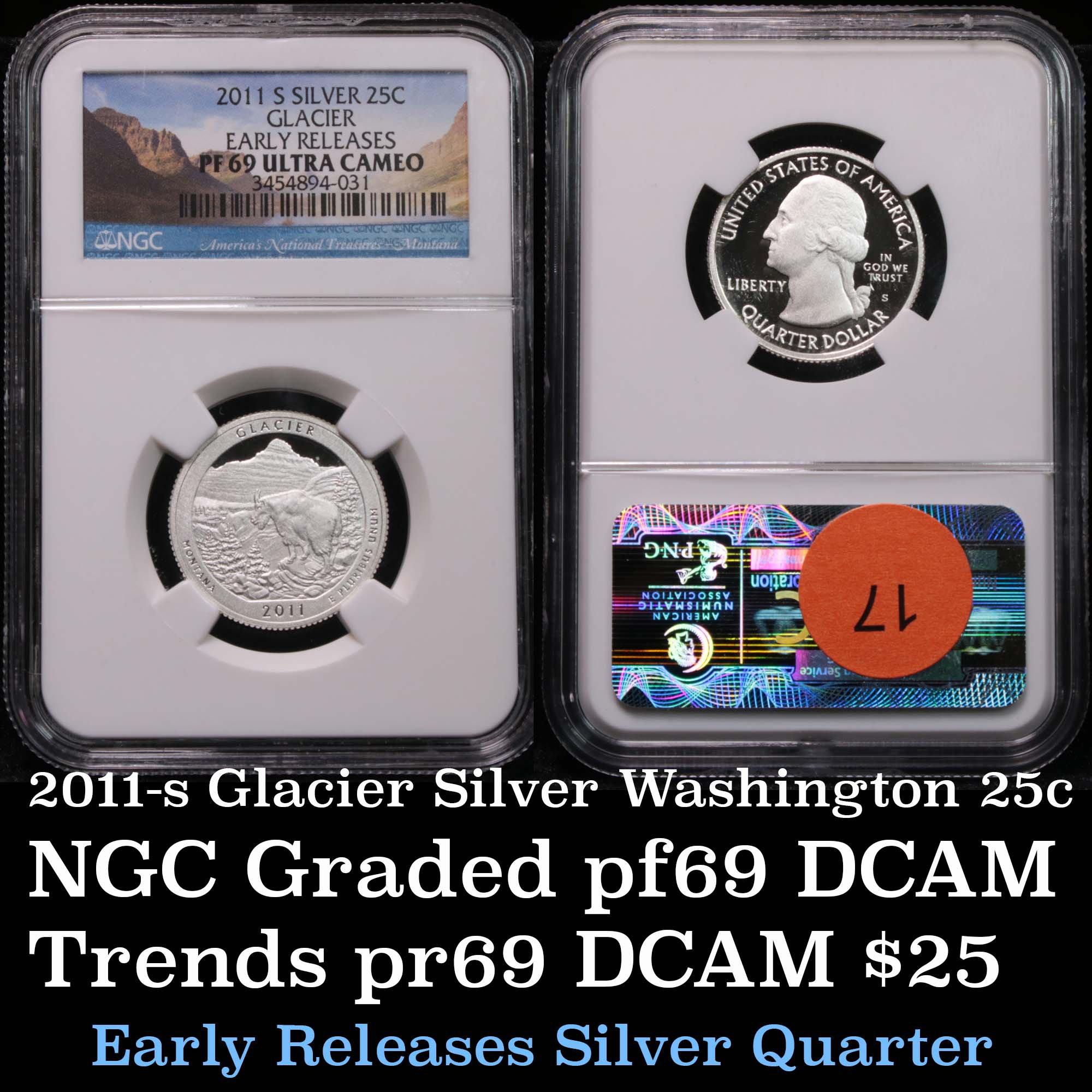 NGC 2011-s Glacier Silver Washington Quarter 25c Graded pr69 dcam by NGC