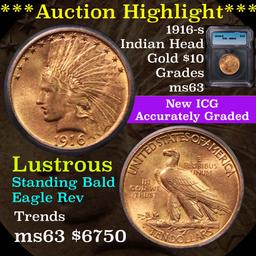 ***Auction Highlight*** 1916-s Indian Head Gold $10 Graded ms63 by ICG (fc)