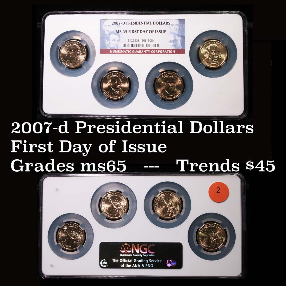 NGC 2007-d (4) Piece Presidential Dollar Set $1 Graded ms65 by NGC