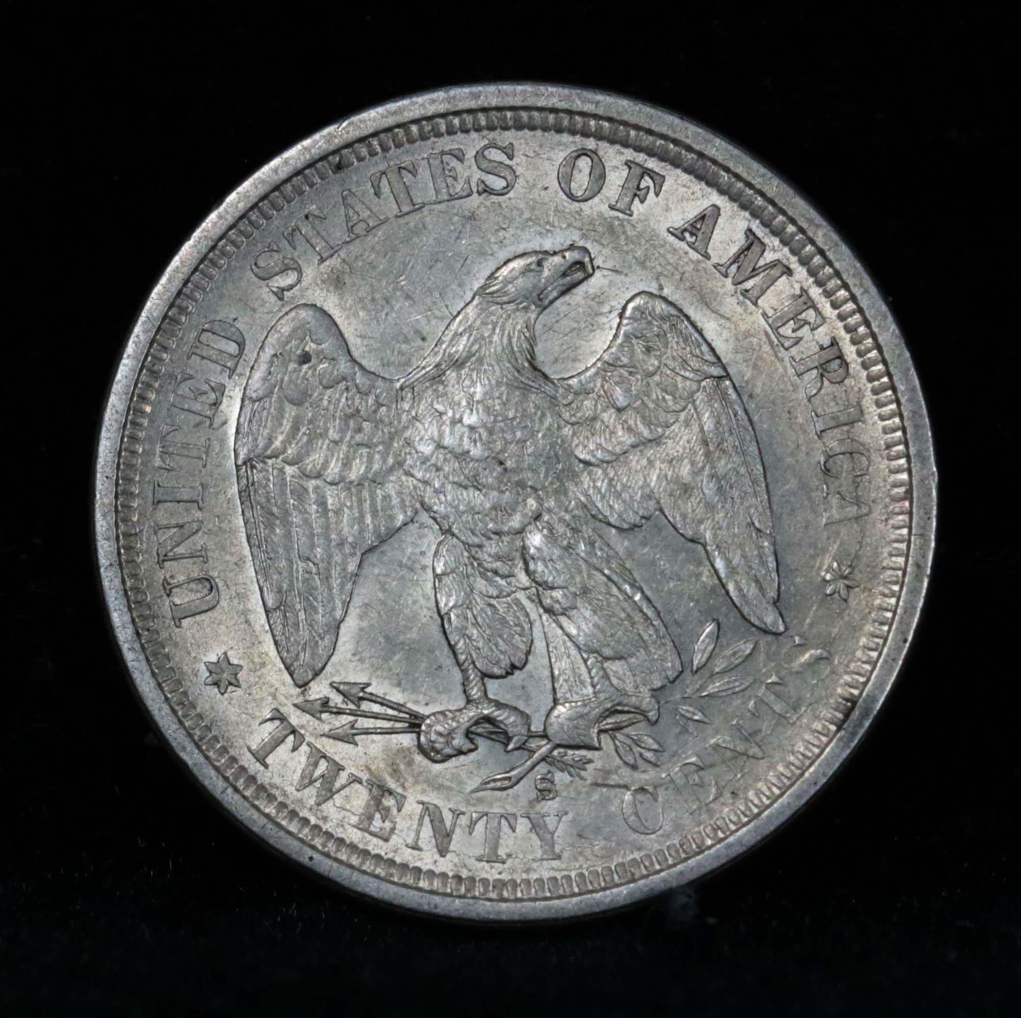 ***Auction Highlight*** Rare 1875-s Seated Liberty Twenty cent piece 20c Graded Choice Unc USCG (fc)