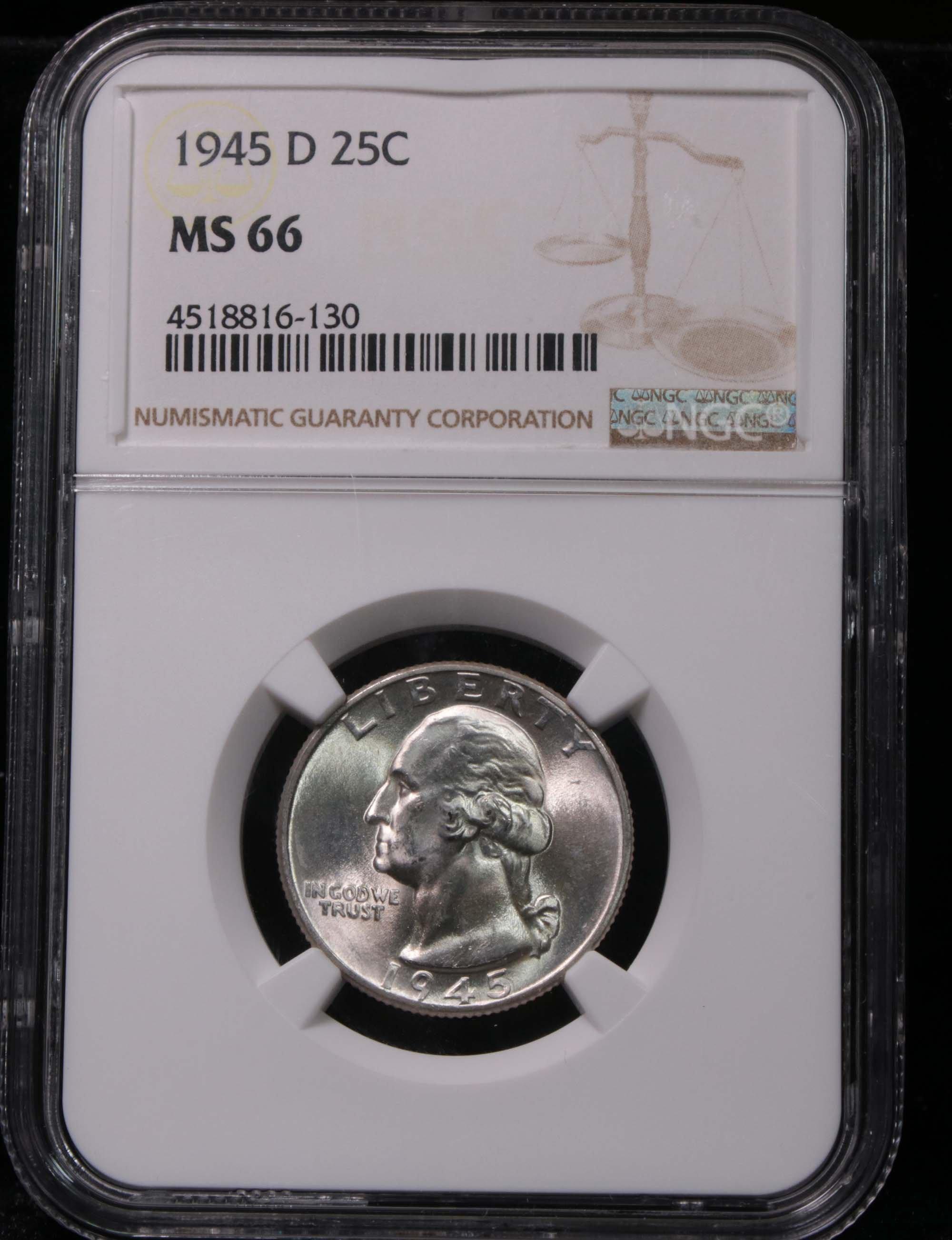 NGC 1945-d Washington Quarter 25c Graded ms66 by NGC