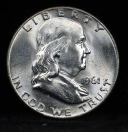 1961-d Franklin Half Dollar 50c Grades Select+ Unc