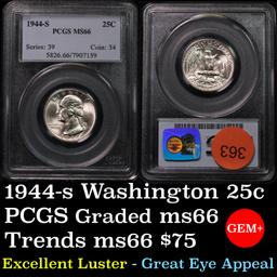 PCGS 1944-s Washington Quarter 25c Graded ms66 by PCGS