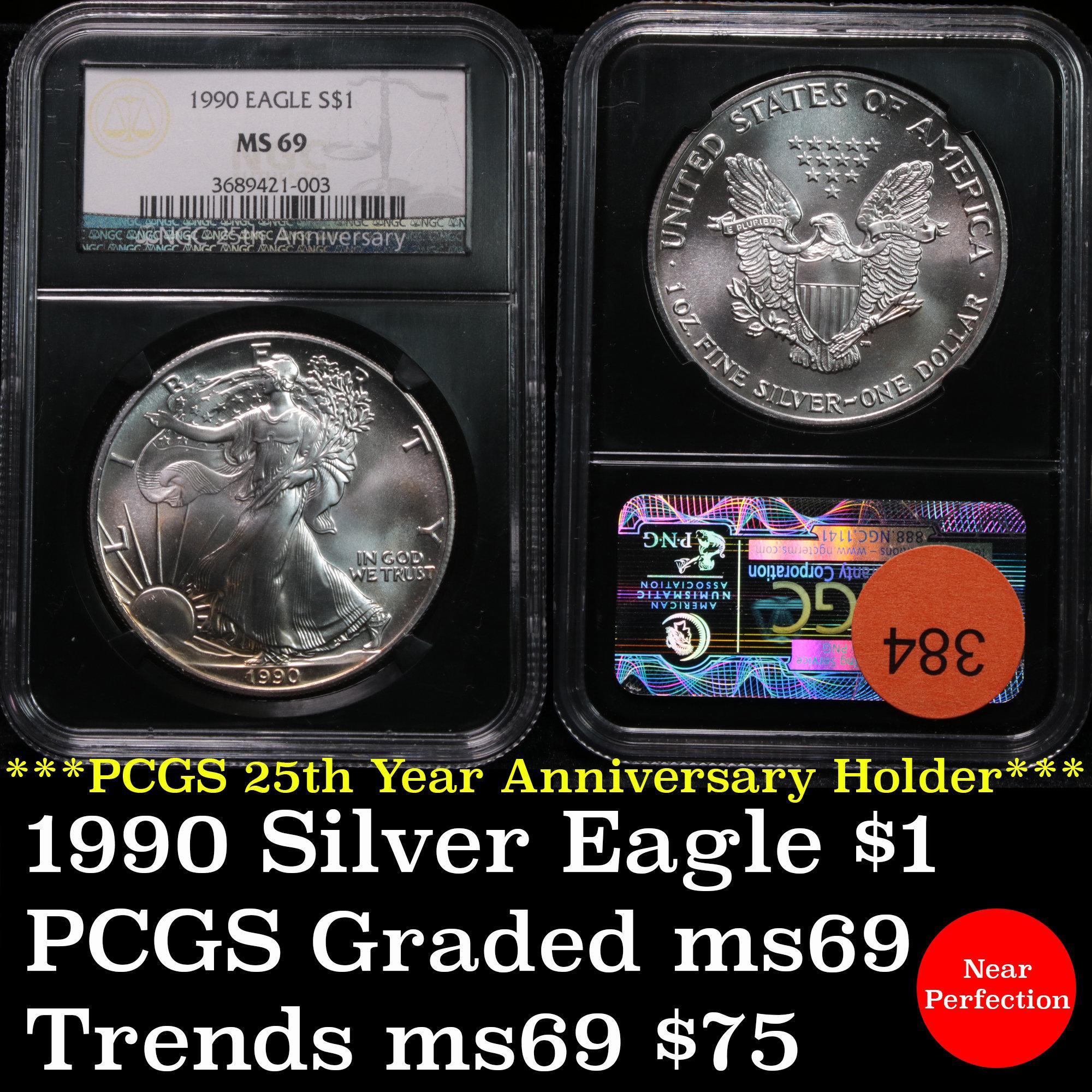 NGC 1990 Silver Eagle Dollar $1 Graded ms69 by NGC