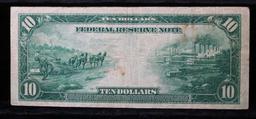***Auction Highlight*** 1914 Federal Reserve Note Chicago Blue Seal $10 Grades xf+ (fc)