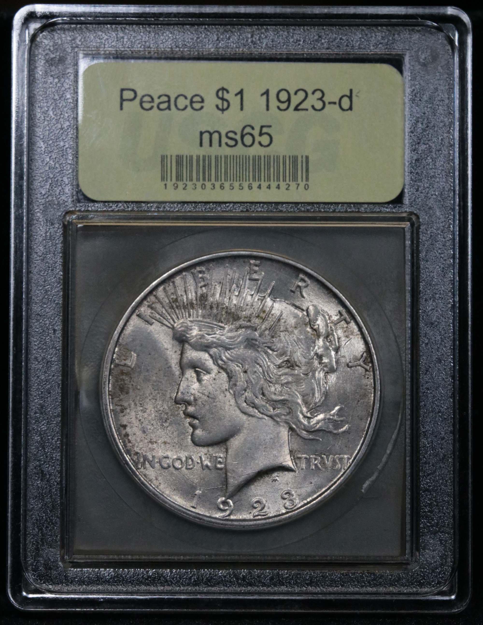 ***Auction Highlight*** 1923-d Peace Dollar $1 Graded GEM Unc by USCG (fc)