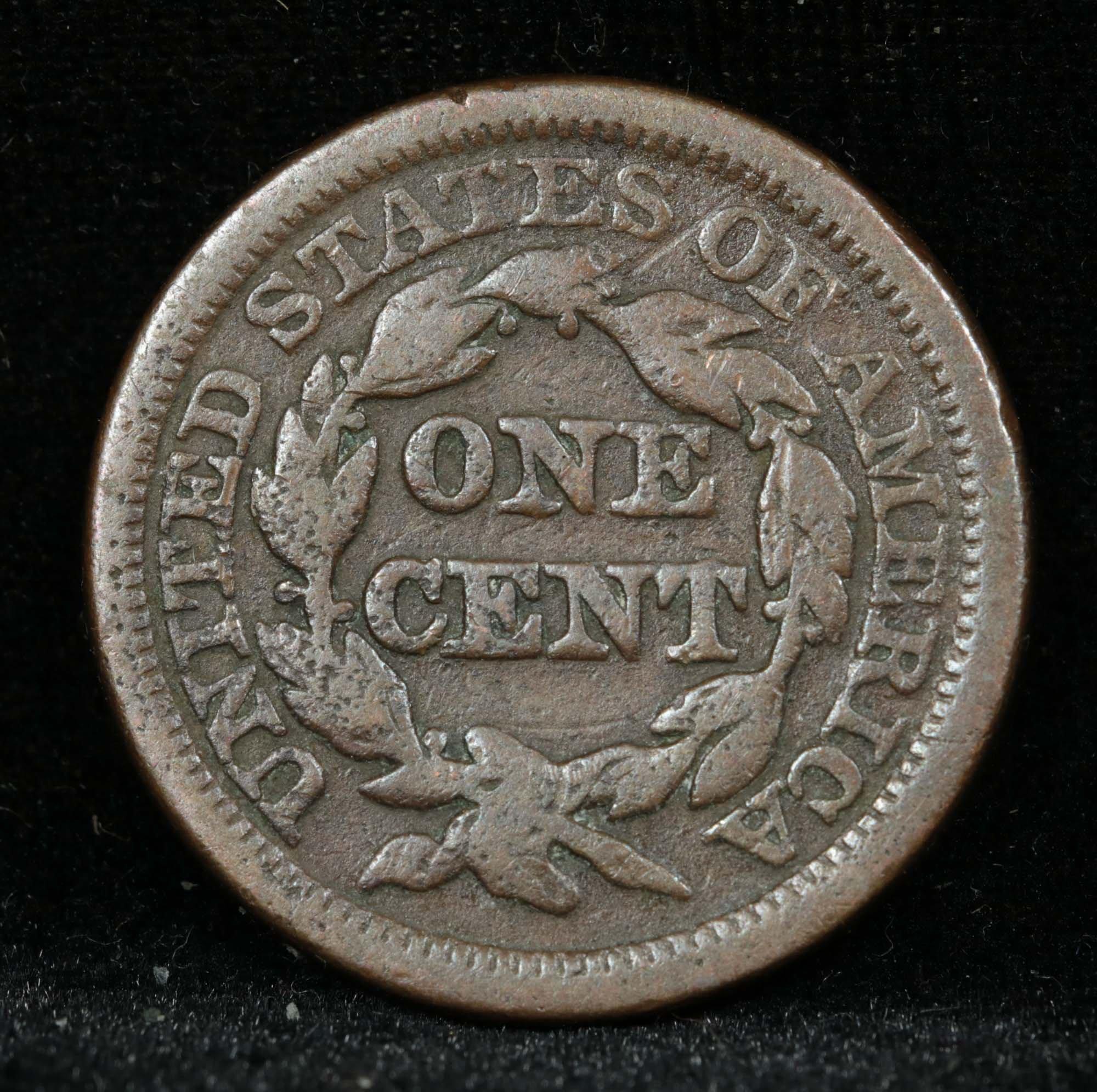 1847/47 Large/small 47 Braided Hair Large Cent 1c Grades vf+