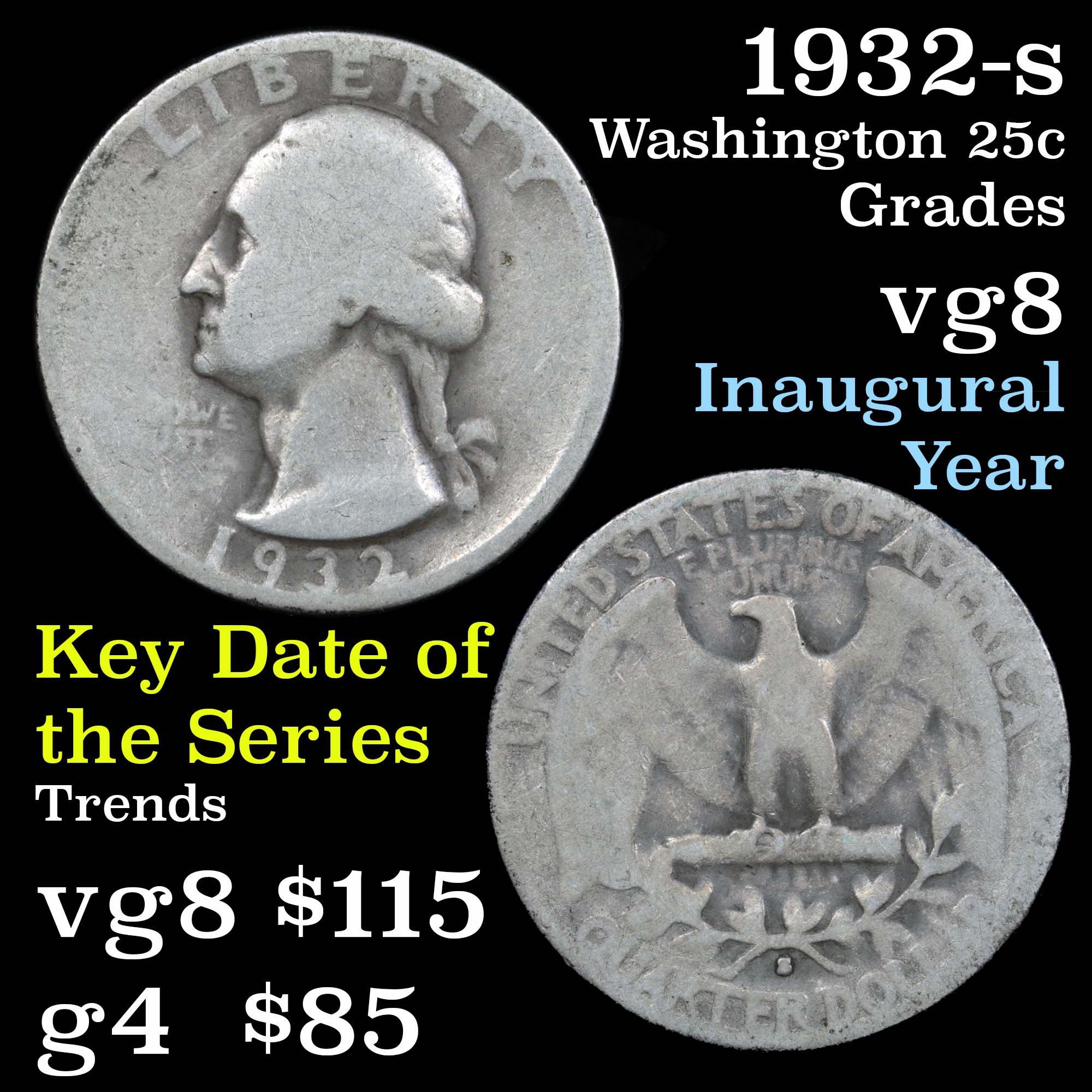 1932-s Washington Quarter 25c Grades vg, very good