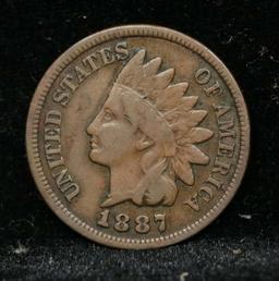 1887 Indian Cent 1c Grades vf++