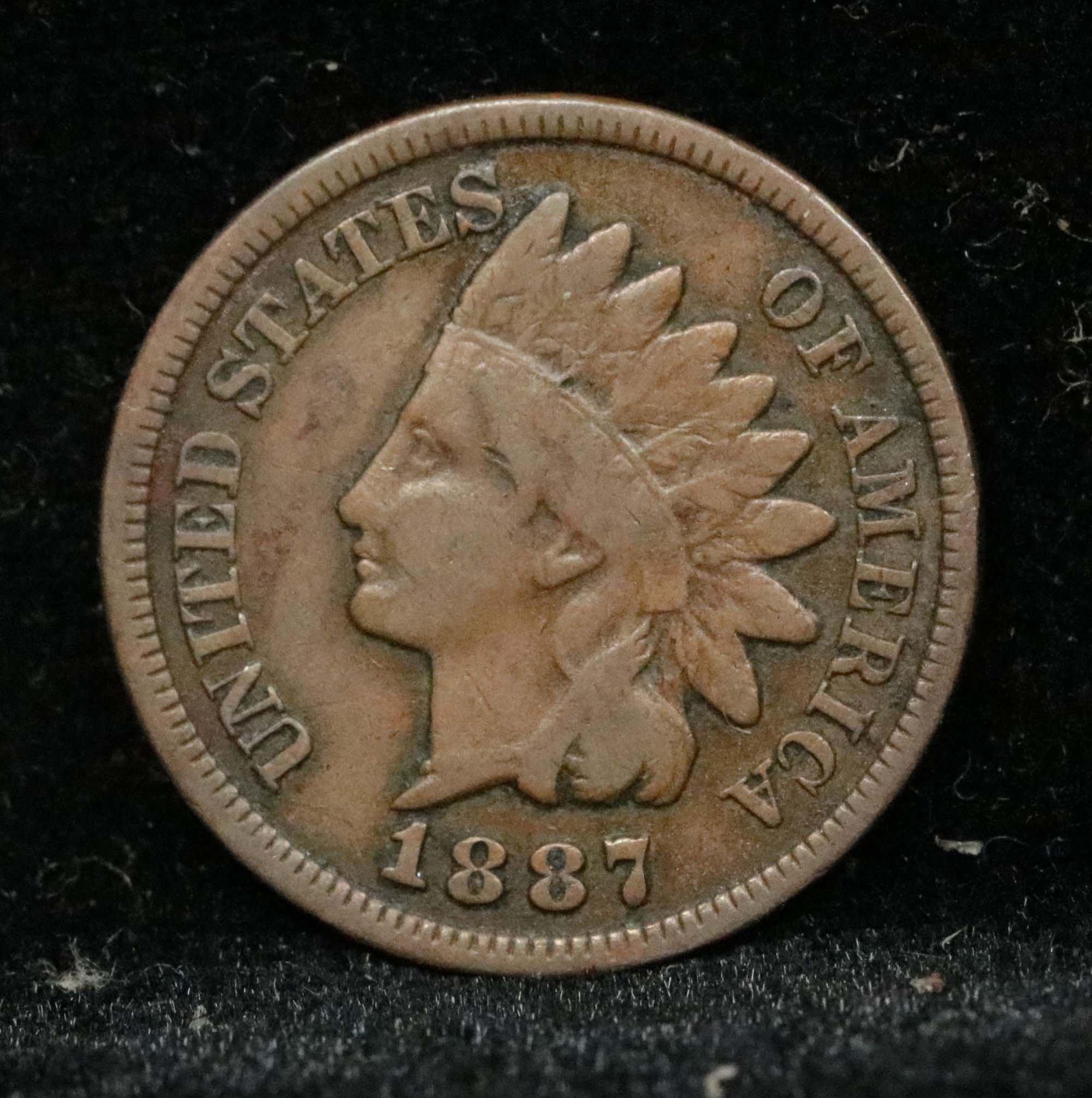 1887 Indian Cent 1c Grades vf++