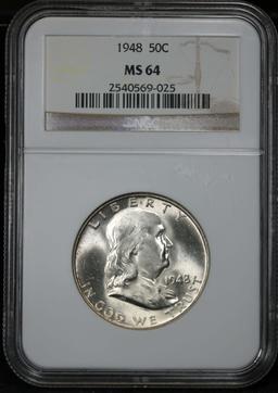 NGC 1948-p Franklin Half Dollar 50c Graded ms64 by NGC